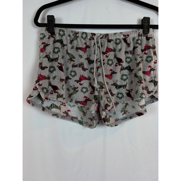 Cynthia Rowley Other - Cynthia Rowley Christmas Dachshund Pajama Shorts Gray Fleece Dog Print Small